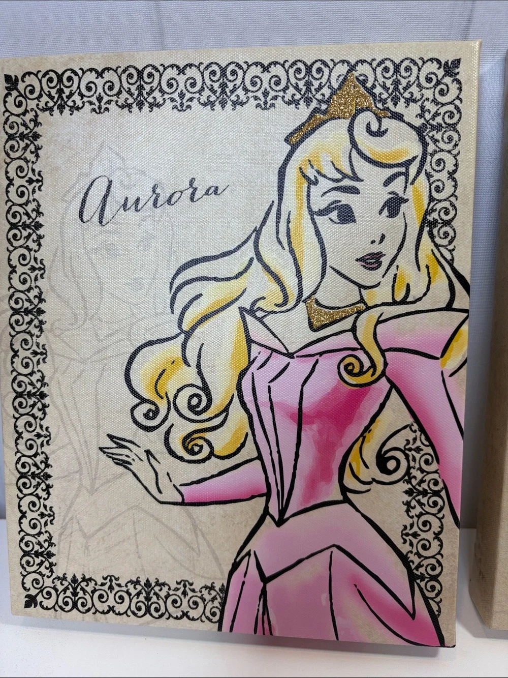 Disney Princess Aurora & Ariel Wall Canvas Set of 2 – Glitter Accents